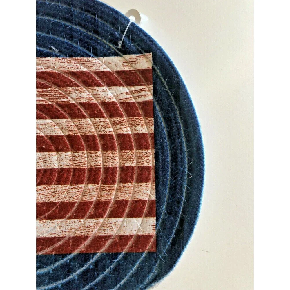 Trivet Hot Pad USA Flag Patriotic July 4th Braided Heat Resistant Beach 9